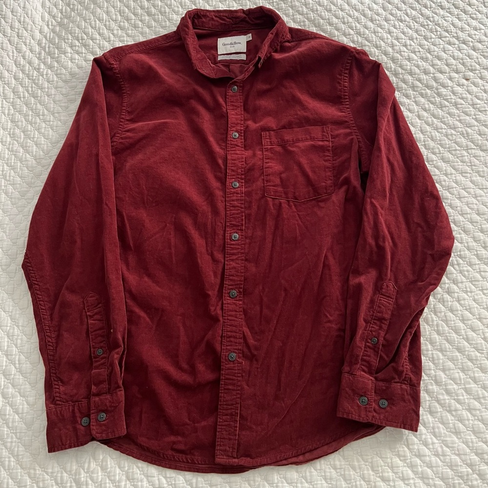 Goodfellow & Co Red Casual Corduroy Button Down Shirt